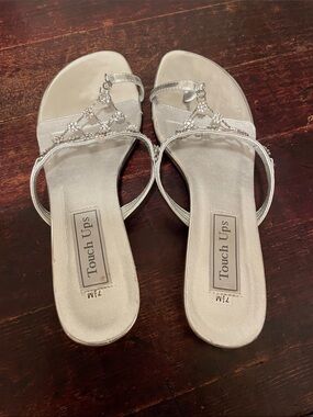 Touch Ups Silver Crystal T-Strap Women's Sandals